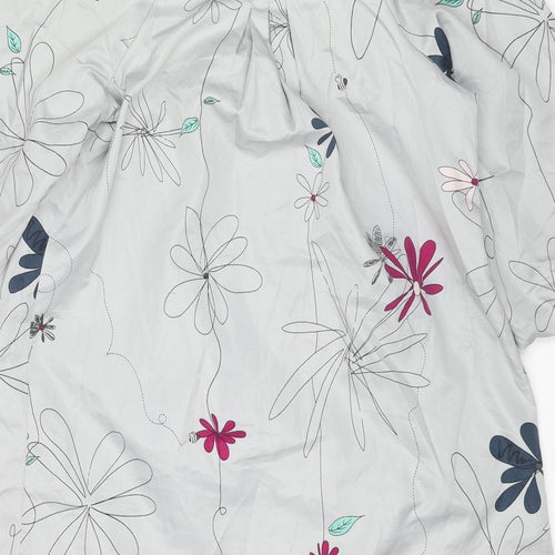 VILA Womens Grey Floral Polyester Tunic Blouse Size M Square Neck