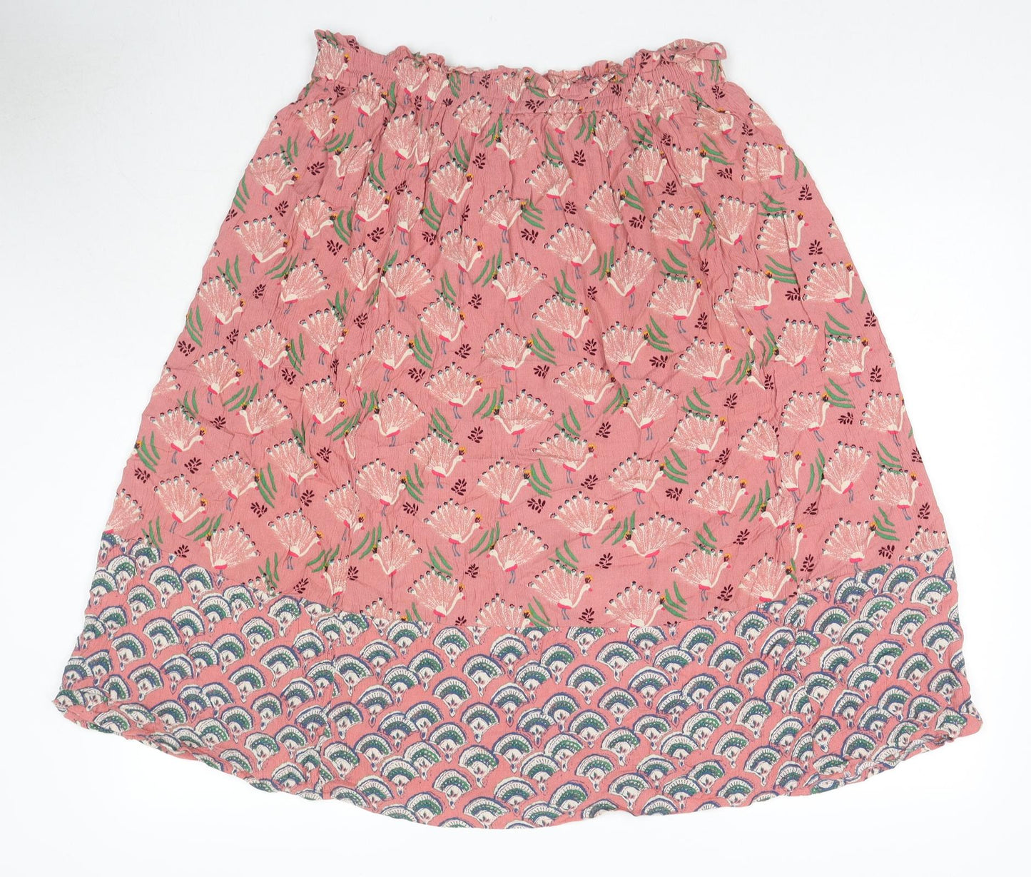 White Stuff Womens Pink Geometric Viscose Swing Skirt Size 14 - Peacocks