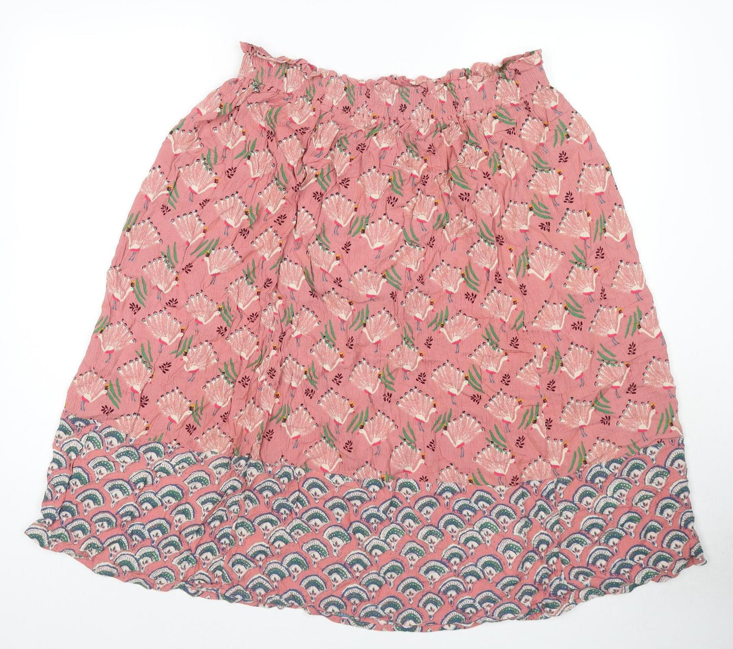 White Stuff Womens Pink Geometric Viscose Swing Skirt Size 14 - Peacocks