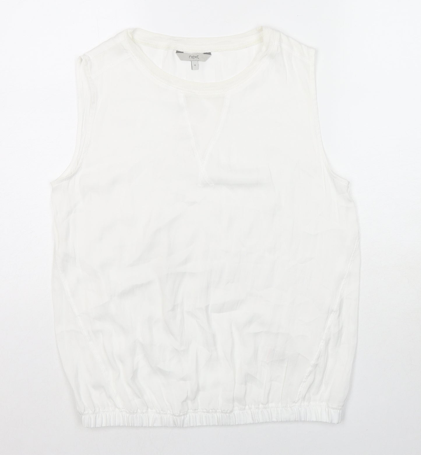 NEXT Womens White Polyester Basic Tank Size 12 Round Neck