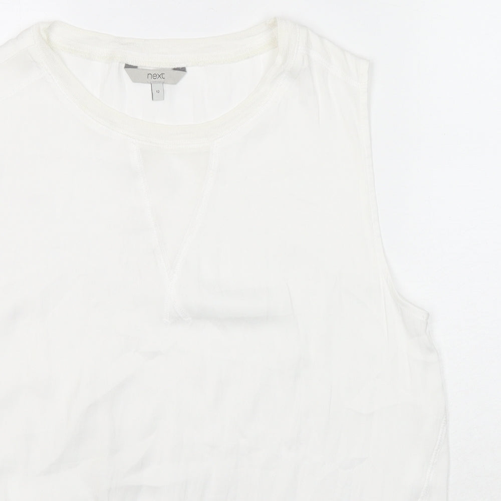 NEXT Womens White Polyester Basic Tank Size 12 Round Neck