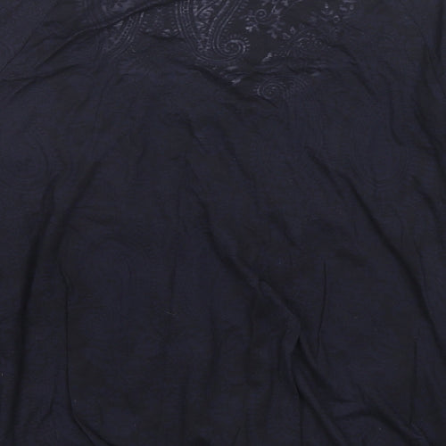 M&Co Womens Blue Paisley Polyester Basic Blouse Size 16 Scoop Neck