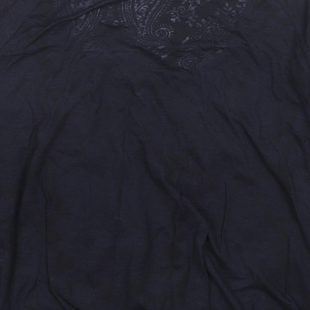 M&Co Womens Blue Paisley Polyester Basic Blouse Size 16 Scoop Neck