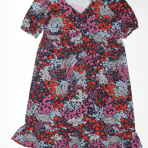 Wallis Womens Multicoloured Floral Viscose Fit & Flare Size 20 V-Neck Pullover