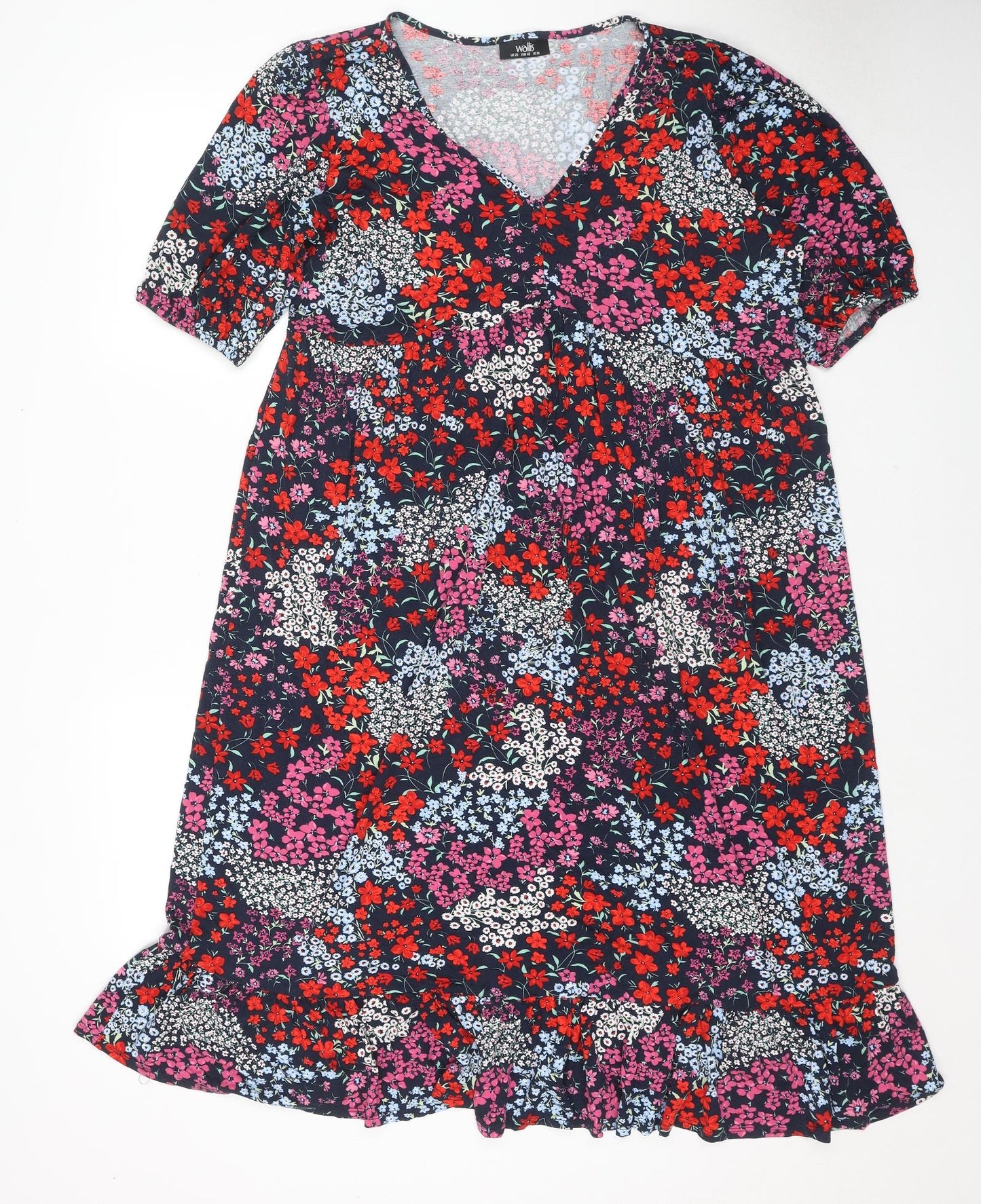 Wallis Womens Multicoloured Floral Viscose Fit & Flare Size 20 V-Neck Pullover
