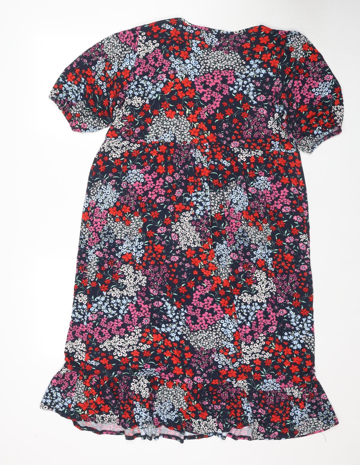 Wallis Womens Multicoloured Floral Viscose Fit & Flare Size 20 V-Neck Pullover