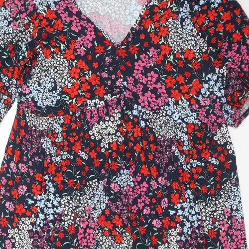 Wallis Womens Multicoloured Floral Viscose Fit & Flare Size 20 V-Neck Pullover
