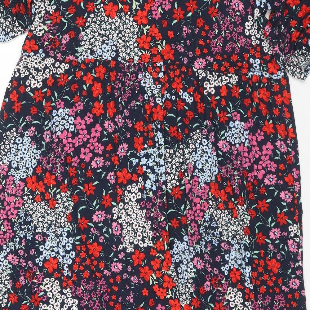 Wallis Womens Multicoloured Floral Viscose Fit & Flare Size 20 V-Neck Pullover