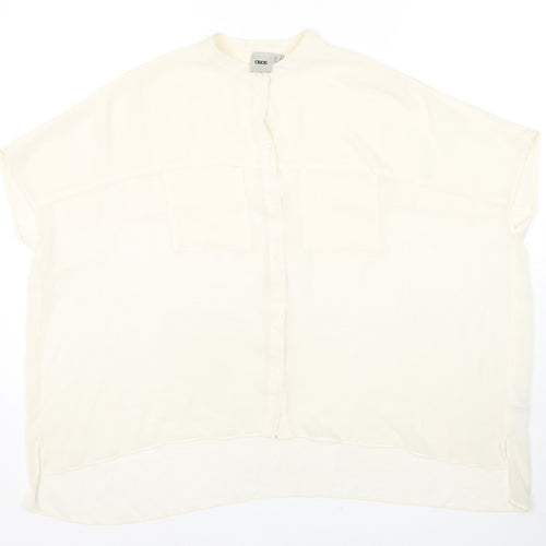 ASOS Womens Ivory Polyester Basic Button-Up Size 6 Round Neck - Sheer