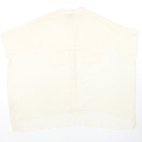 ASOS Womens Ivory Polyester Basic Button-Up Size 6 Round Neck - Sheer