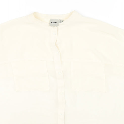 ASOS Womens Ivory Polyester Basic Button-Up Size 6 Round Neck - Sheer