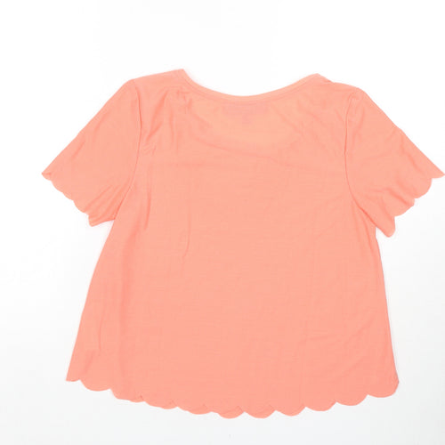 Topshop Womens Orange Polyester Basic T-Shirt Size 8 Round Neck