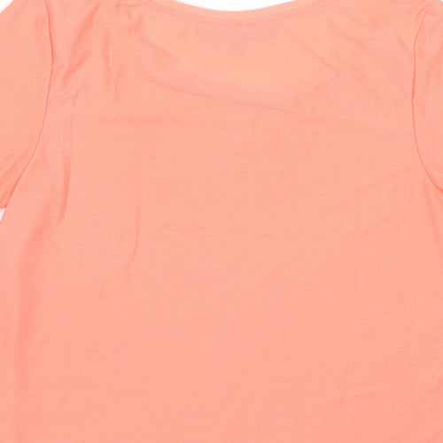 Topshop Womens Orange Polyester Basic T-Shirt Size 8 Round Neck