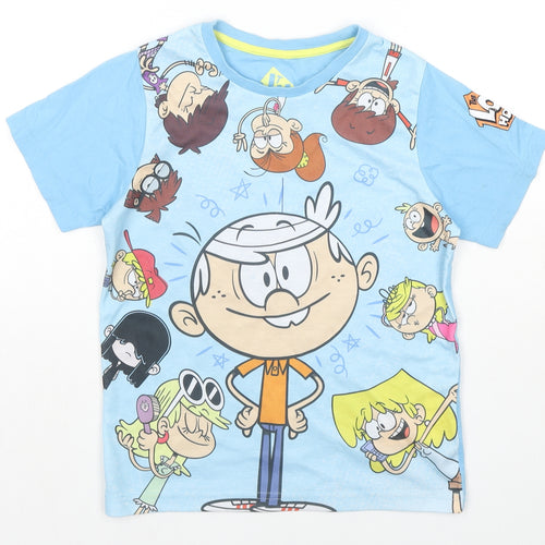 Character Boys Blue Polyester Basic T-Shirt Size 8 Years Round Neck Pullover - The Loud House