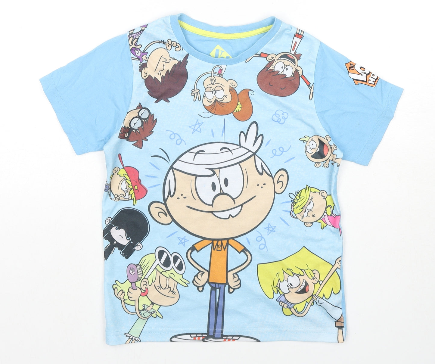 Character Boys Blue Polyester Basic T-Shirt Size 8 Years Round Neck Pullover - The Loud House