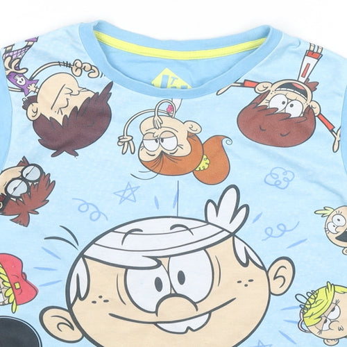 Character Boys Blue Polyester Basic T-Shirt Size 8 Years Round Neck Pullover - The Loud House