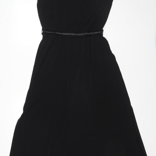 Cristina B. Womens Black Polyester Maxi Size S Round Neck Pullover - Belted