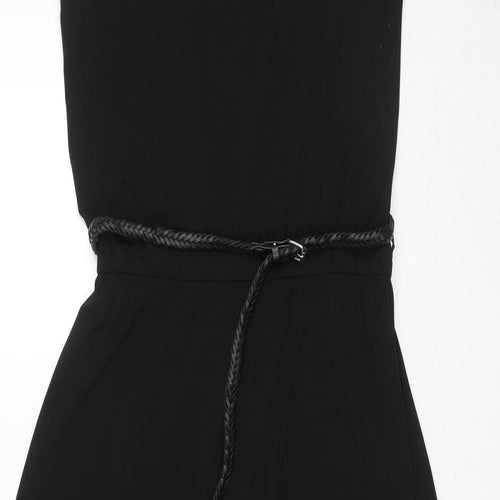 Cristina B. Womens Black Polyester Maxi Size S Round Neck Pullover - Belted