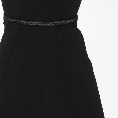 Cristina B. Womens Black Polyester Maxi Size S Round Neck Pullover - Belted