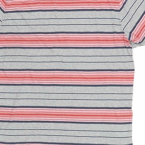 Marks and Spencer Mens Multicoloured Striped Cotton T-Shirt Size L Round Neck