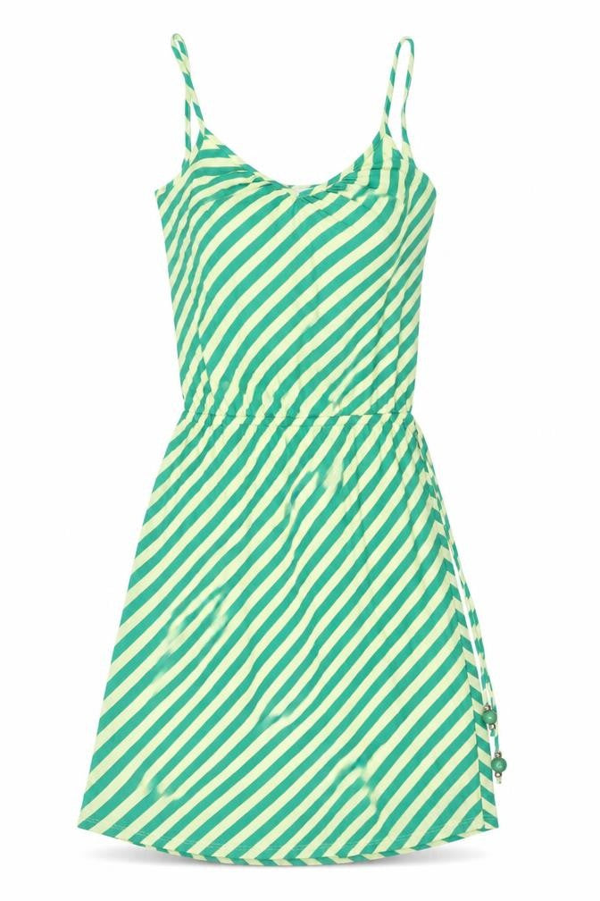 Ella Moss Womens Green Striped Polyester Tank Dress Size S V-Neck Pullover - Glitter