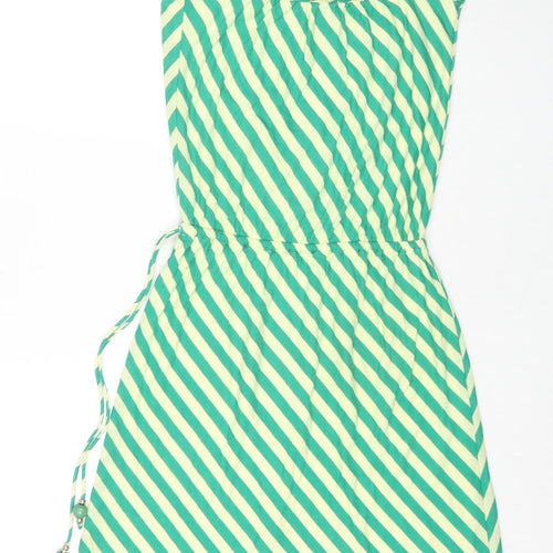 Ella Moss Womens Green Striped Polyester Tank Dress Size S V-Neck Pullover - Glitter
