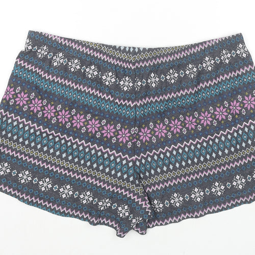 Marks and Spencer Womens Multicoloured Fair Isle Cotton Basic Shorts Size L L3 in Regular Pull On