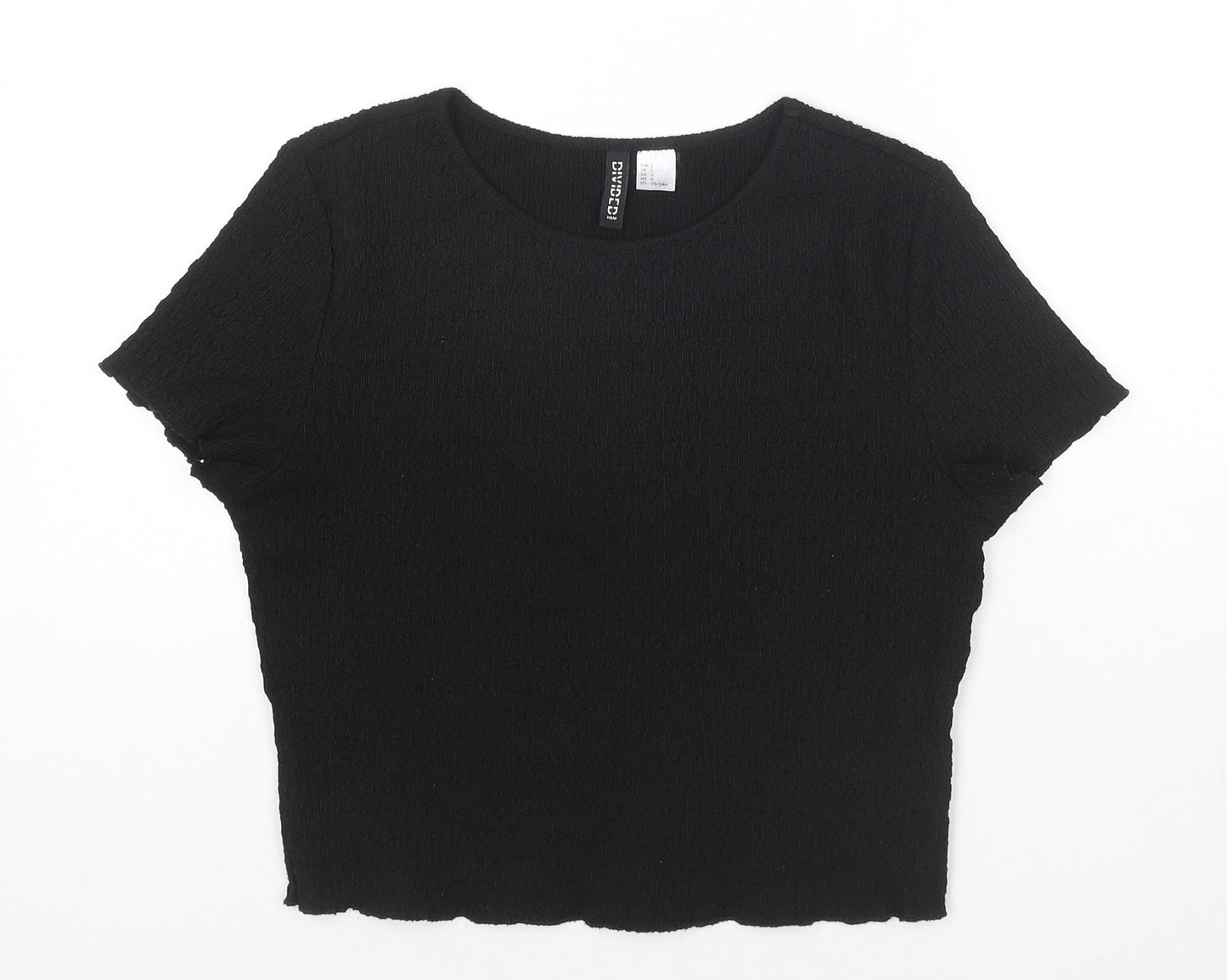 Divided by H&M Womens Black Polyester Basic T-Shirt Size L Round Neck
