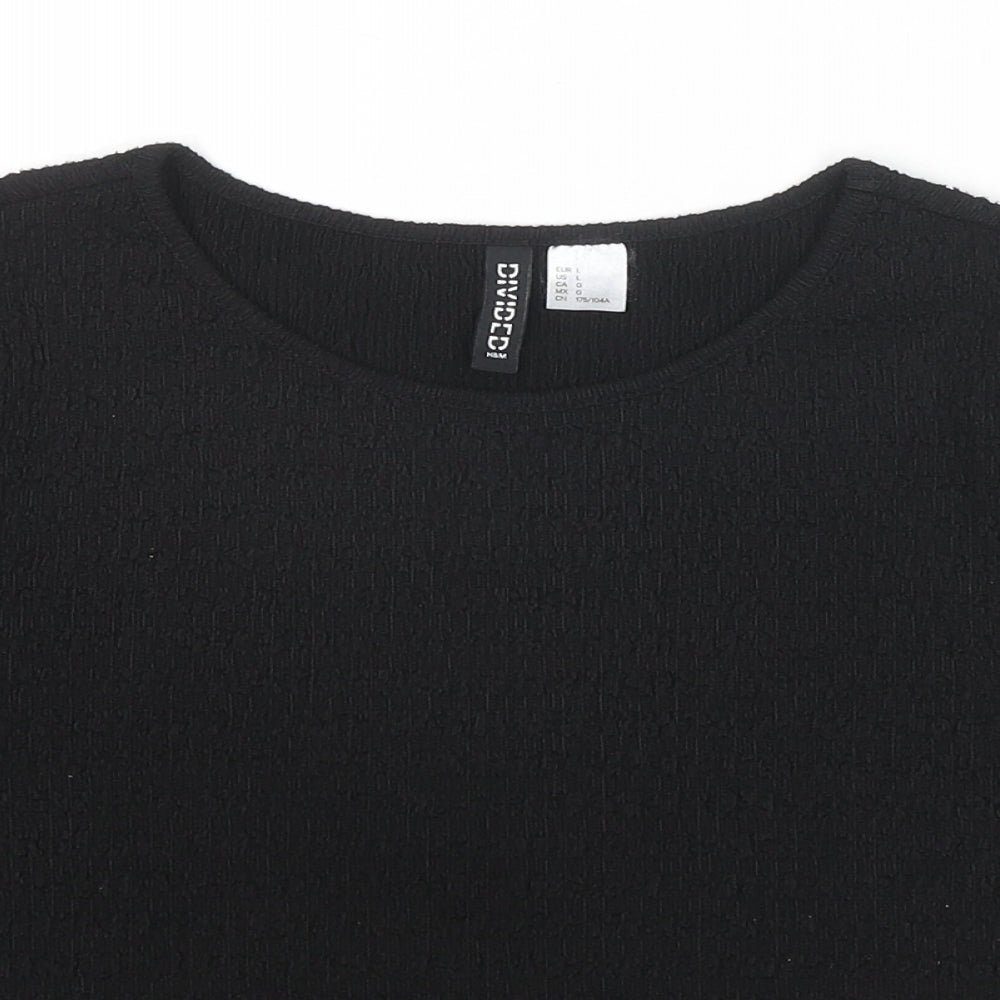 Divided by H&M Womens Black Polyester Basic T-Shirt Size L Round Neck