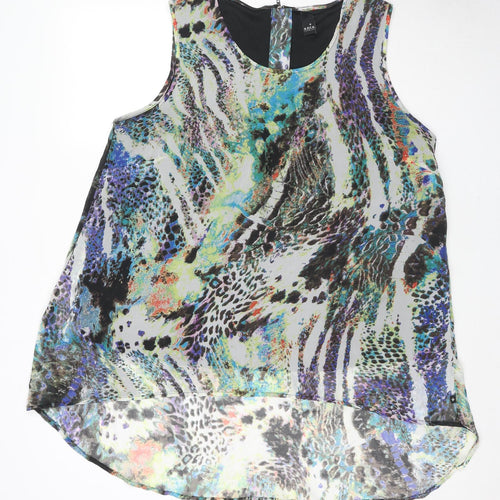 AIDA Womens Multicoloured Geometric Polyester Tunic Tank Size M Round Neck