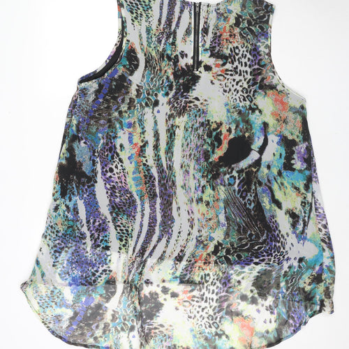 AIDA Womens Multicoloured Geometric Polyester Tunic Tank Size M Round Neck
