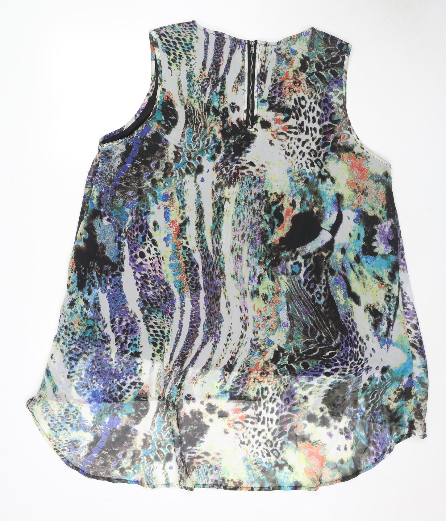 AIDA Womens Multicoloured Geometric Polyester Tunic Tank Size M Round Neck
