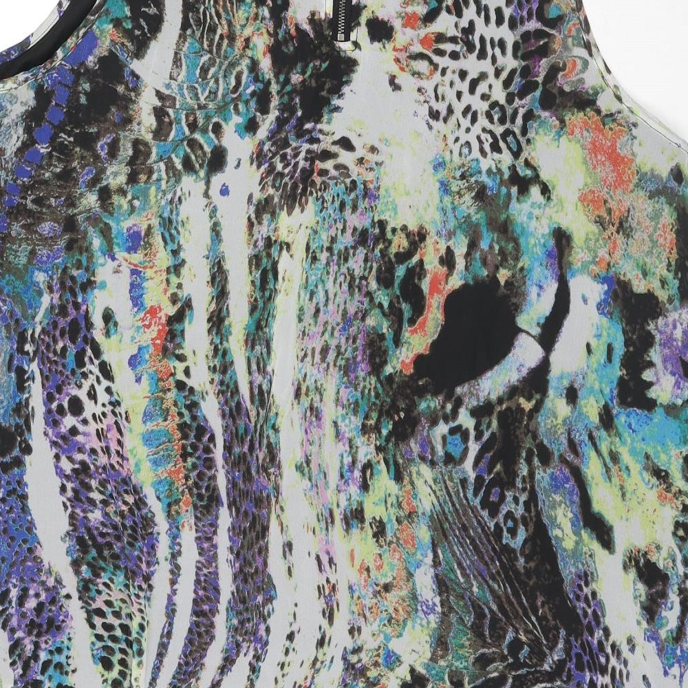 AIDA Womens Multicoloured Geometric Polyester Tunic Tank Size M Round Neck