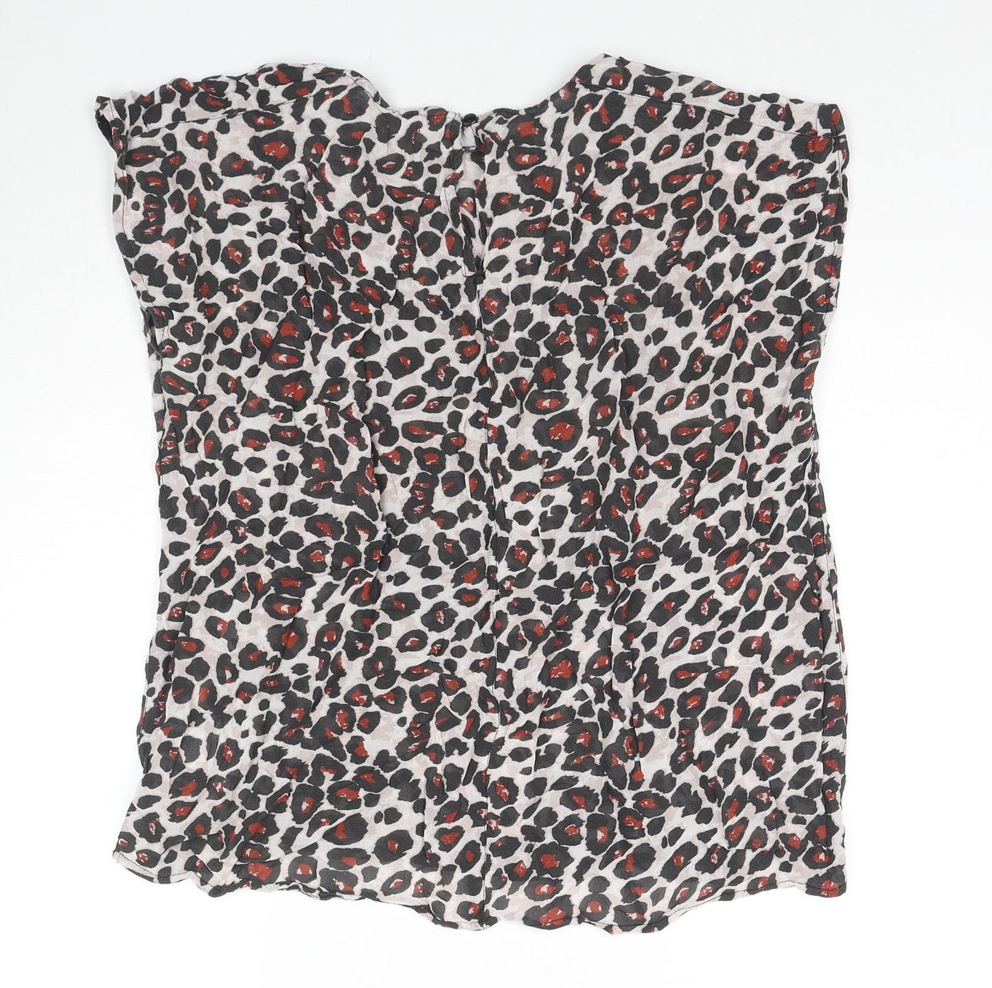NEXT Womens Multicoloured Animal Print Viscose Basic Blouse Size 16 Round Neck - Leopard Print Beaded Detail