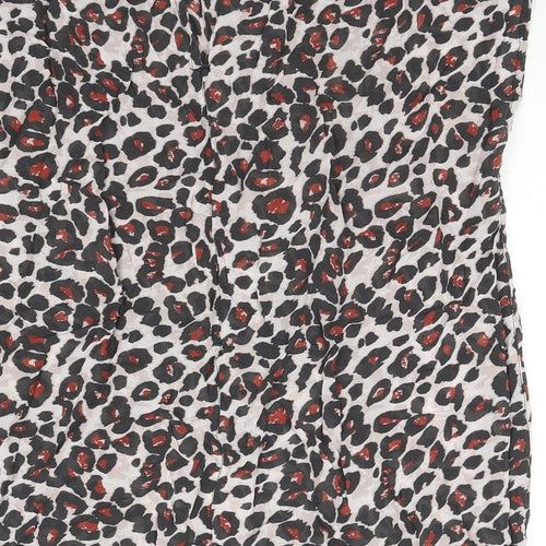 NEXT Womens Multicoloured Animal Print Viscose Basic Blouse Size 16 Round Neck - Leopard Print Beaded Detail