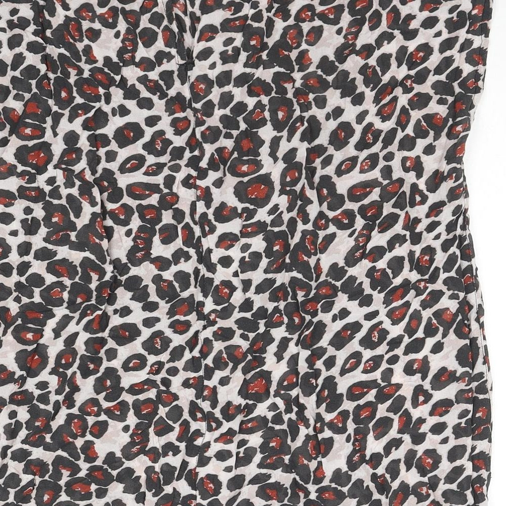NEXT Womens Multicoloured Animal Print Viscose Basic Blouse Size 16 Round Neck - Leopard Print Beaded Detail
