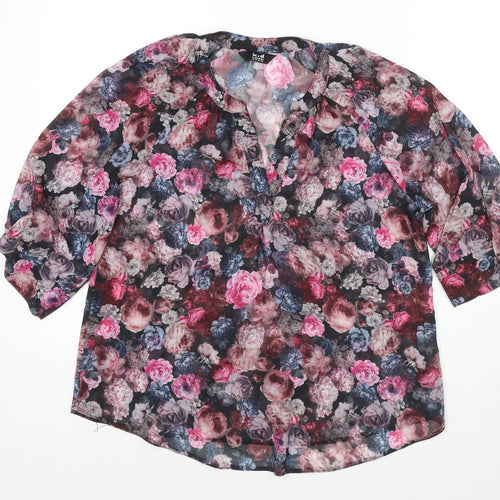 K&D London Womens Multicoloured Floral Polyester Basic Blouse Size 10 V-Neck