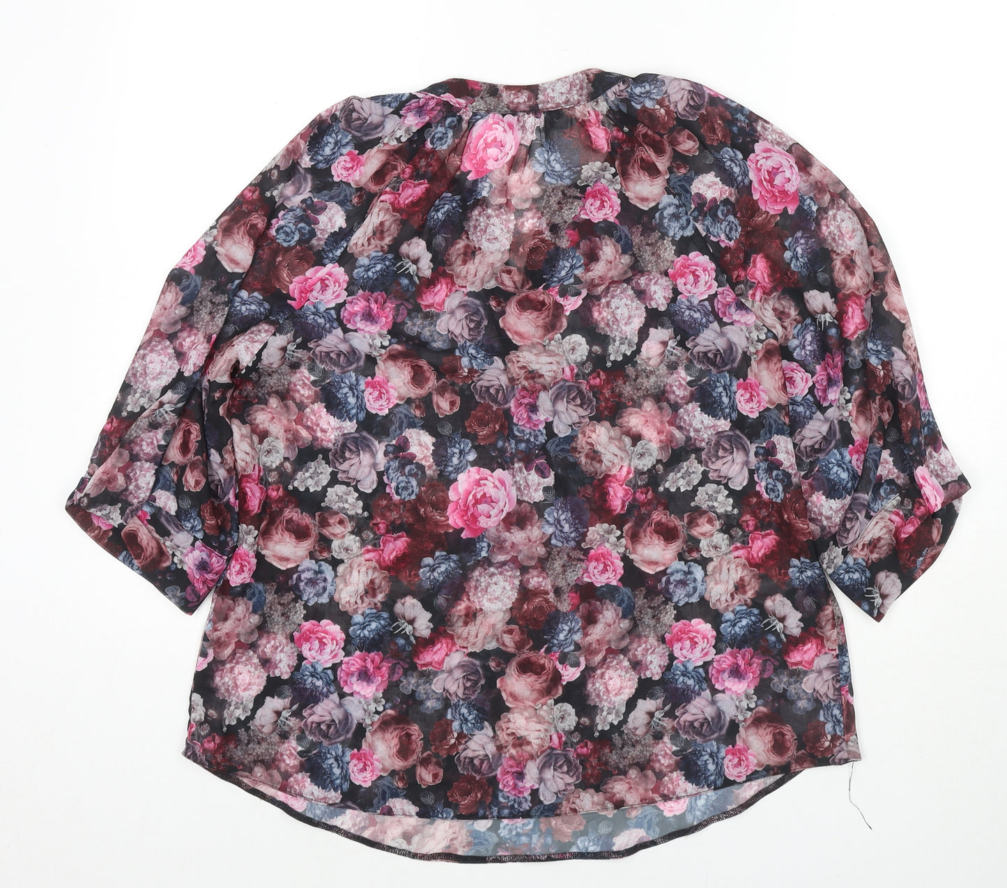 K&D London Womens Multicoloured Floral Polyester Basic Blouse Size 10 V-Neck