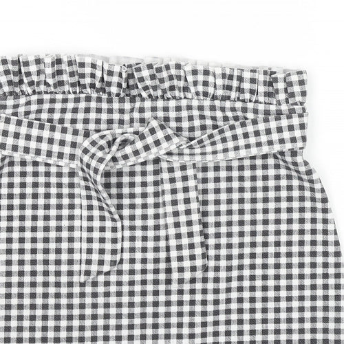 Boohoo Womens Black Check Polyester Mini Skirt Size 10 Tie - Belted