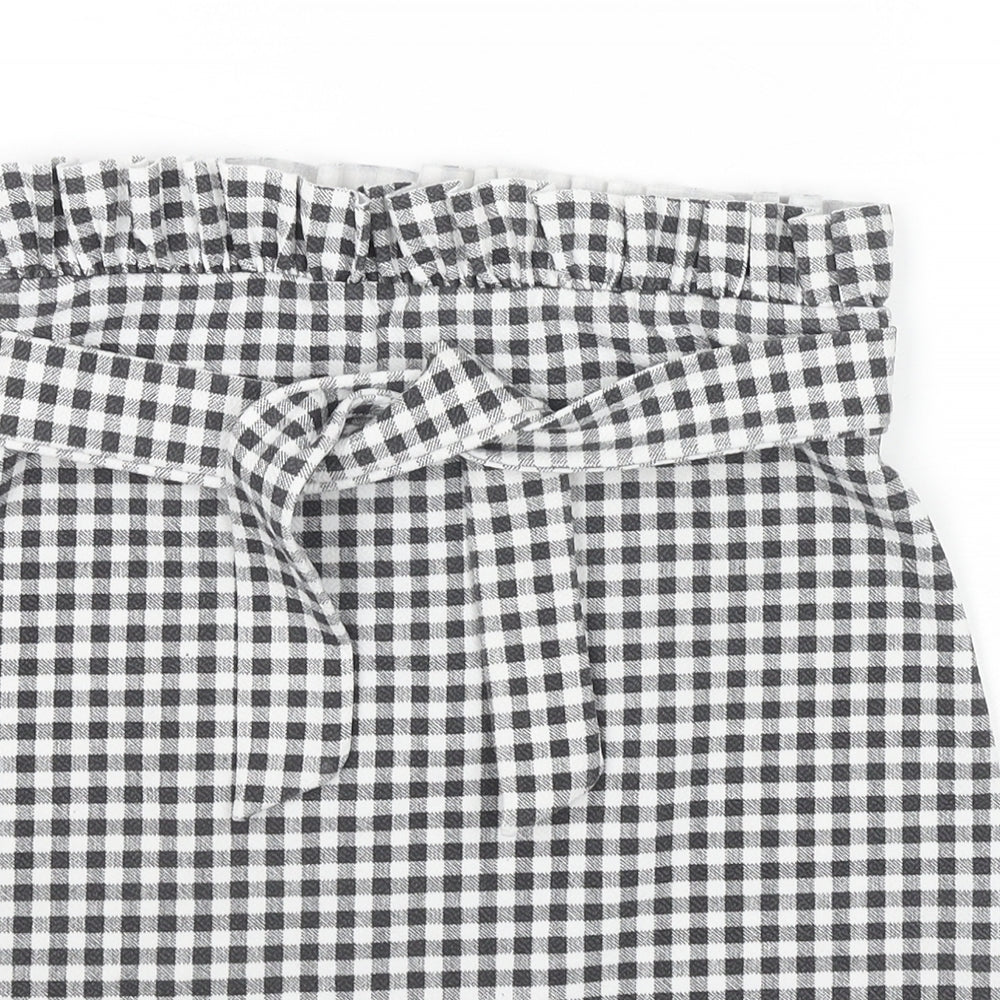 Boohoo Womens Black Check Polyester Mini Skirt Size 10 Tie - Belted