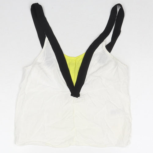 H&M Womens White Viscose Basic Tank Size 6 Round Neck