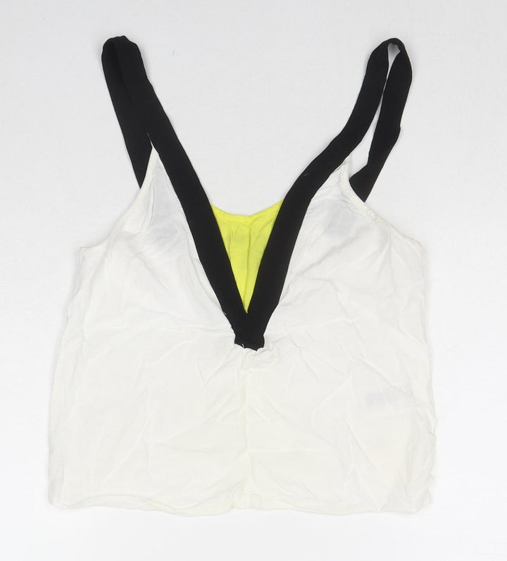H&M Womens White Viscose Basic Tank Size 6 Round Neck