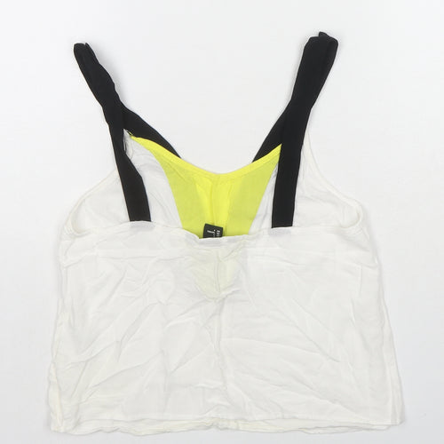 H&M Womens White Viscose Basic Tank Size 6 Round Neck