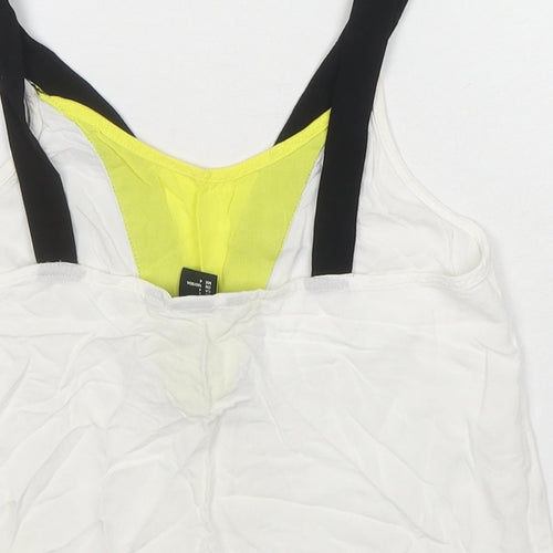 H&M Womens White Viscose Basic Tank Size 6 Round Neck