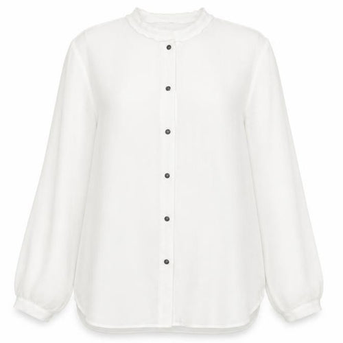 Mango Womens White Polyester Basic Button-Up Size M Round Neck