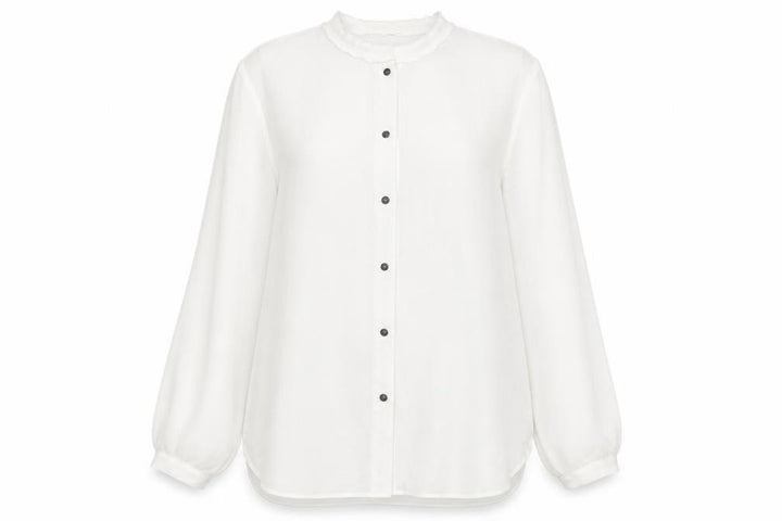 Mango Womens White Polyester Basic Button-Up Size M Round Neck