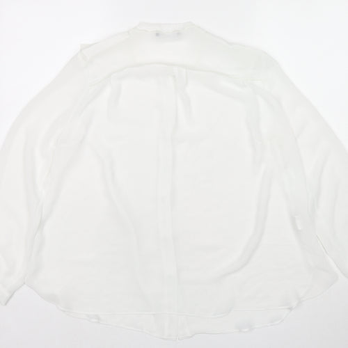 Mango Womens White Polyester Basic Button-Up Size M Round Neck
