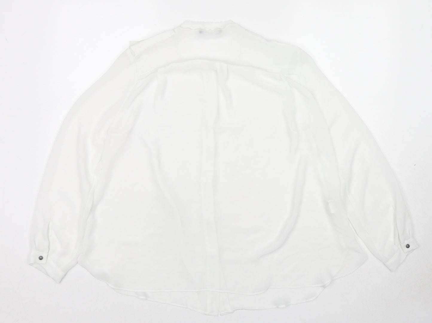 Mango Womens White Polyester Basic Button-Up Size M Round Neck
