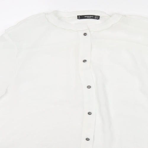 Mango Womens White Polyester Basic Button-Up Size M Round Neck