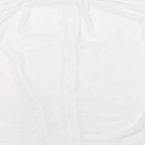 Mango Womens White Polyester Basic Button-Up Size M Round Neck